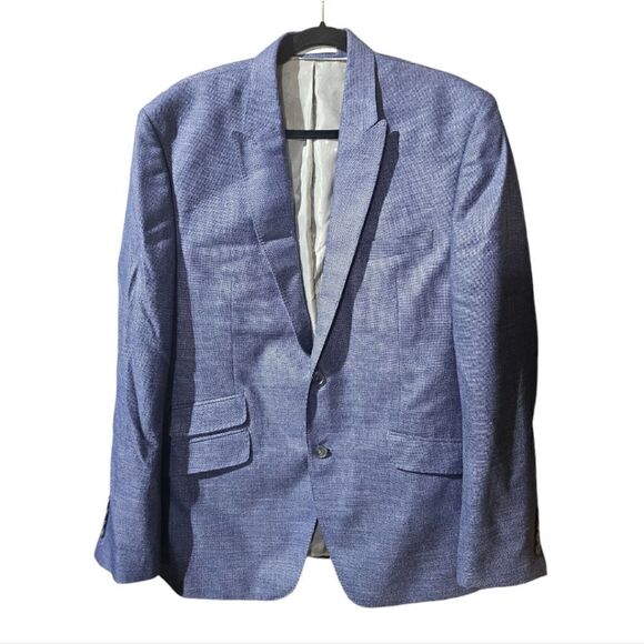 PERRY ELLIS PORTFOLIO Blue Double Vented Modern Fit Blazer Suit Jacket -Size 42R - Picture 1 of 11